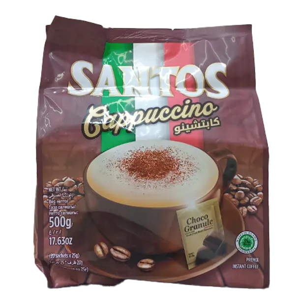 santos-cappuccino-premium-premix-instant-coffee-with-choco-granules20sachets25gm500gm